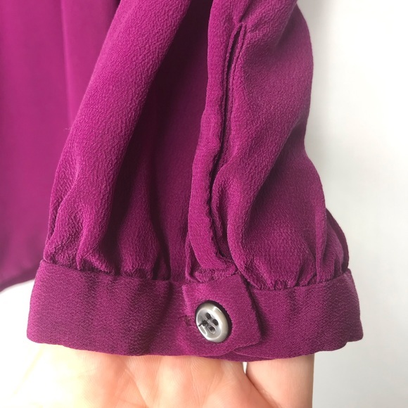 Madewell Silk Peter Pan Blouse plum •SMALL• - Picture 4 of 7